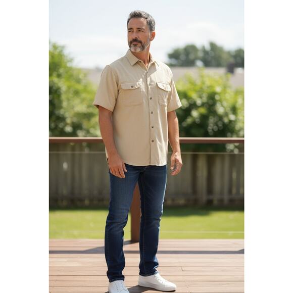 Banana Republic Button Up Short Sleeve Double Pockets Yellow 1980 Vintage Medium - Picture 2 of 14